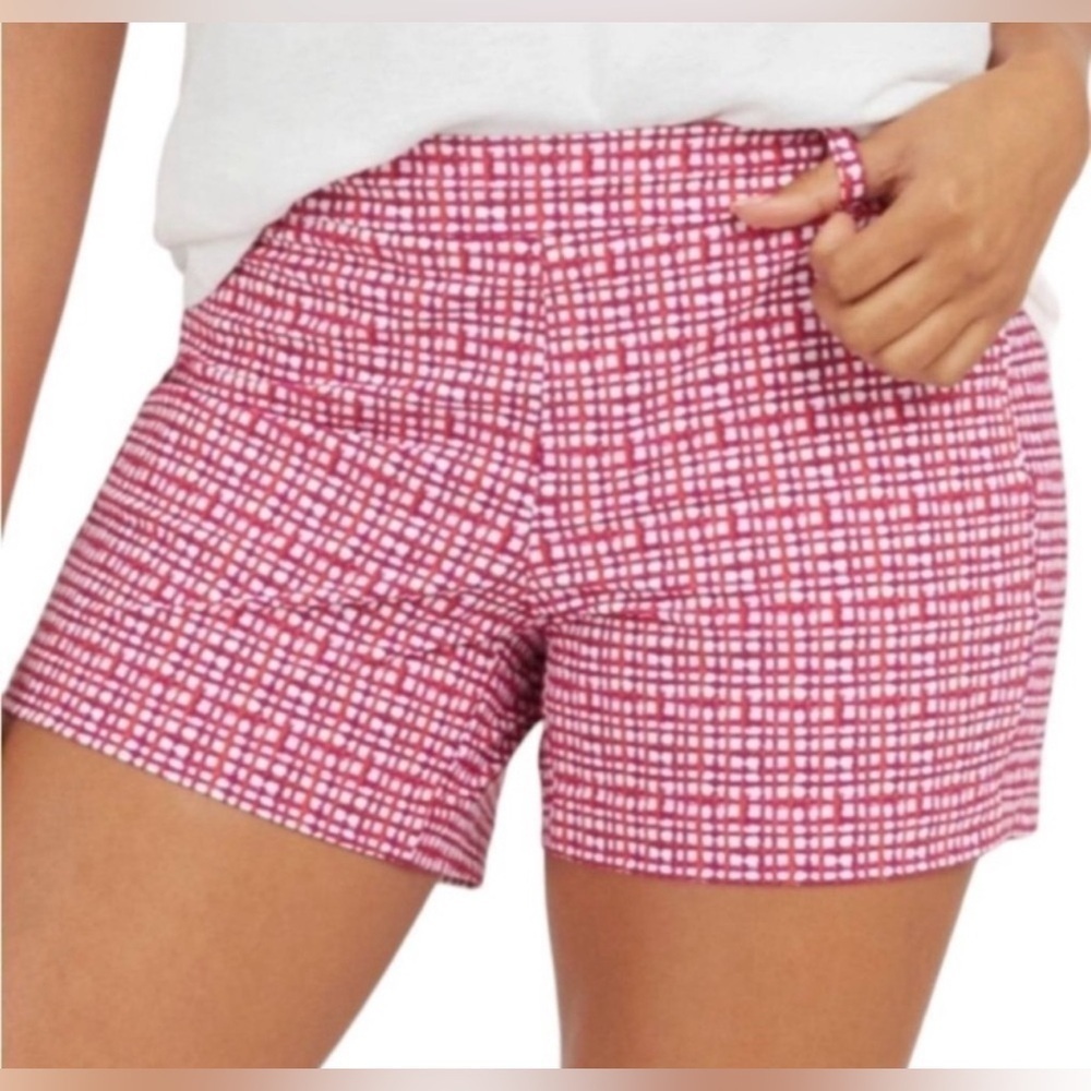 SPANX Hibiscus Gingham Sunshine Shorts size Medium 6” Comfy Stretch Golf Active - Picture 3 of 10